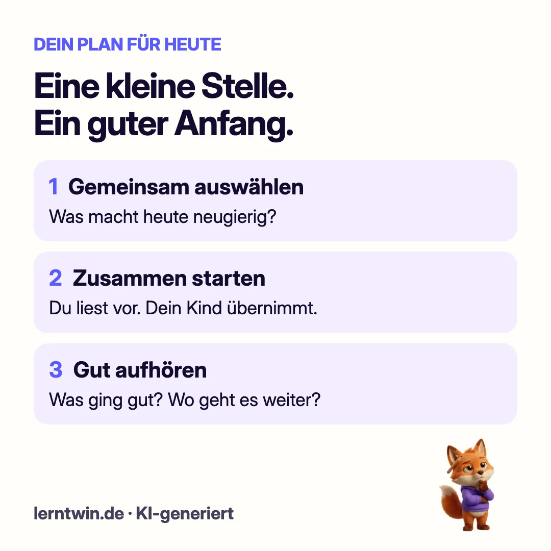 Abendplan: auswählen, zusammen starten, einen gelungenen Schritt festhalten
